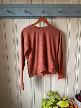 CALIA by Carrie Underwood Textured Long Sleeve Top XS Rust Athletic Pullover